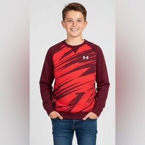 Under Armour red/maroon long sleeve crew neck sweater, unisex, junior YXL/JTG
